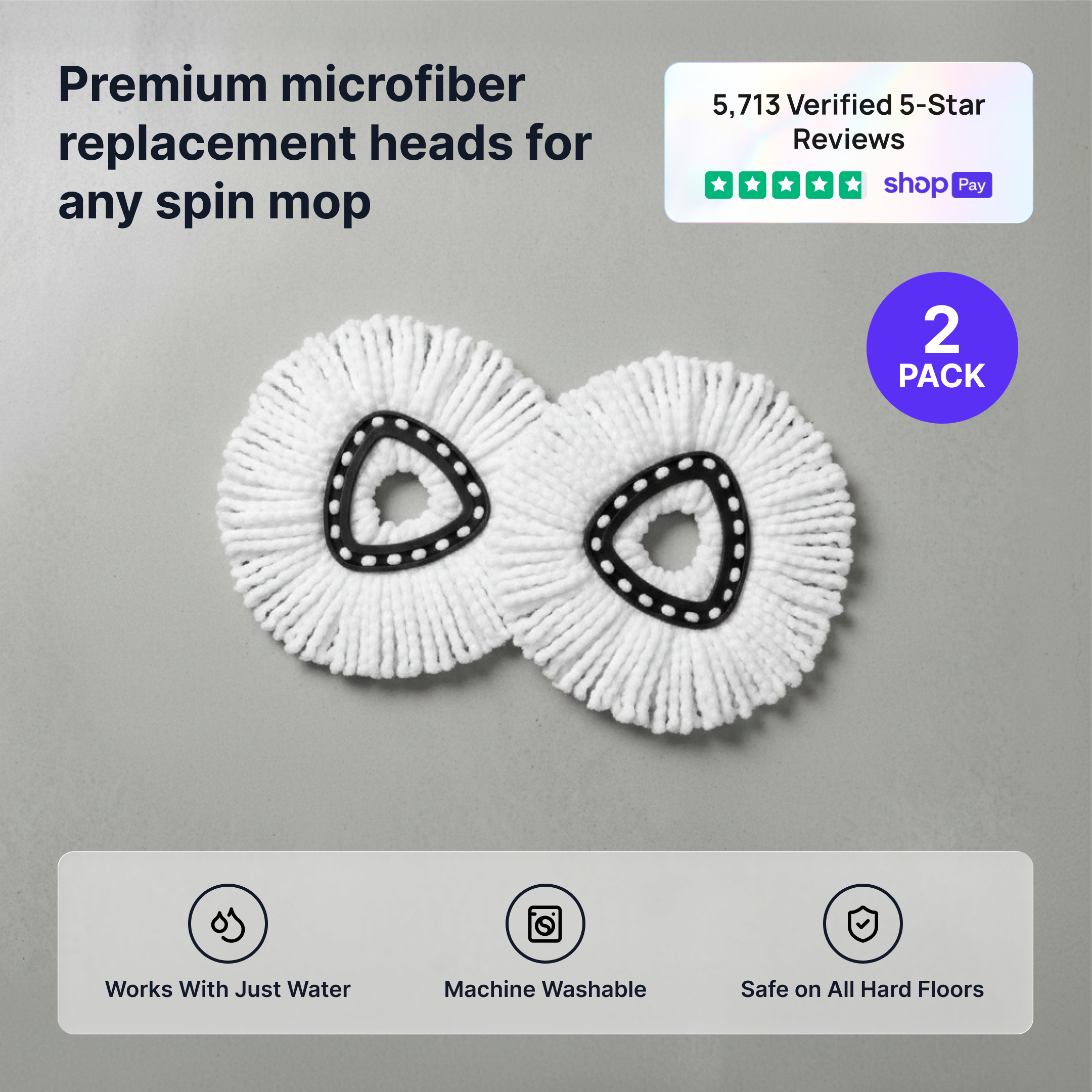 2 Pack Spin Mop Heads