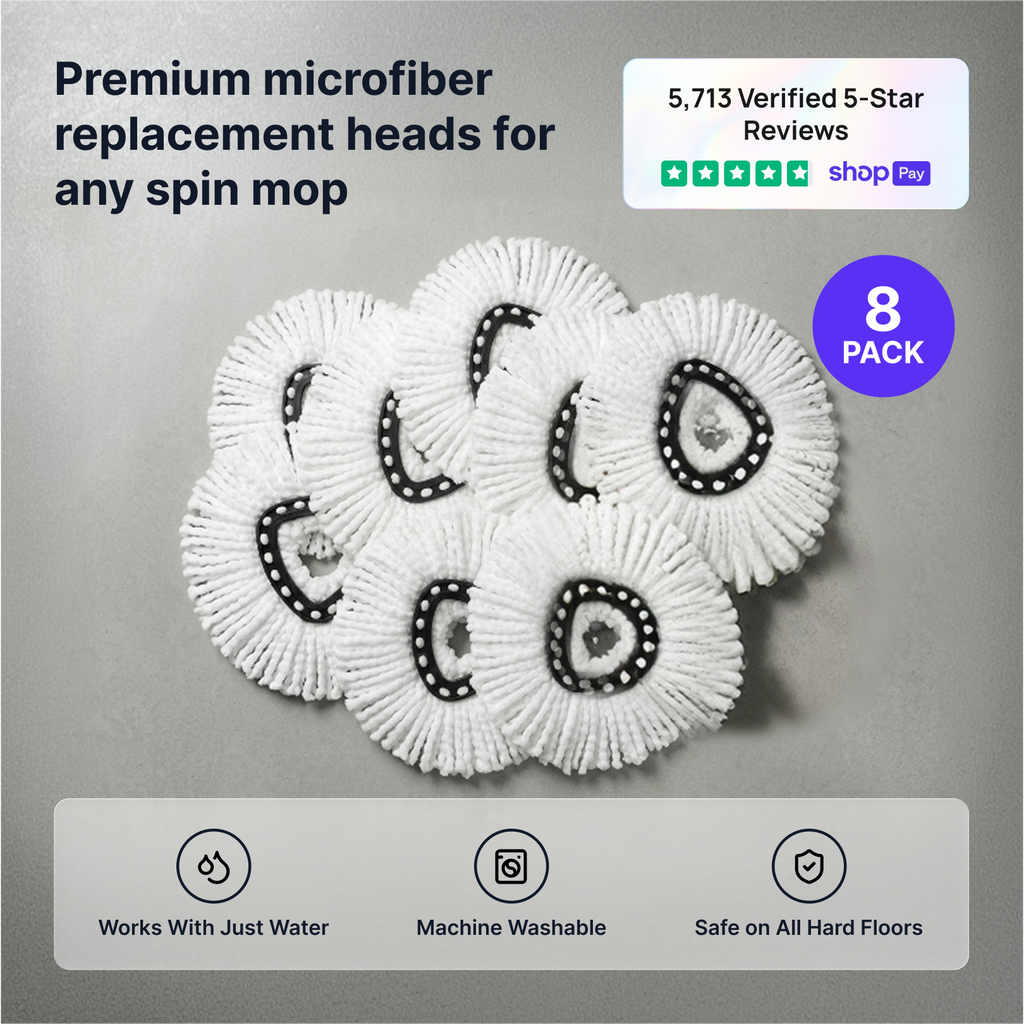 8 Pack Spin Mop Head Replacement